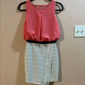 Speechless Pink Top with Black and White Striped Skirt Set